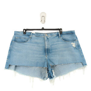 Good American Women 24 Plus Good 90s Shorts Blue 650 High Waist Distressed NEW